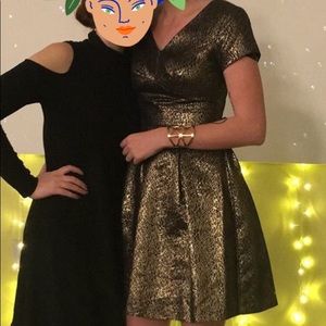 Gold and black V-line dress